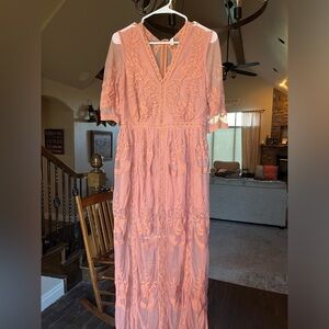 Wishlist Peach Embroidered Maxi Dress